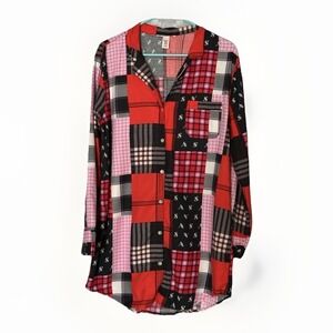 Y2K Victoria's Secret Pajama Dress S Plaid‎ Patchwork Vintage VS 2000 Nightshirt